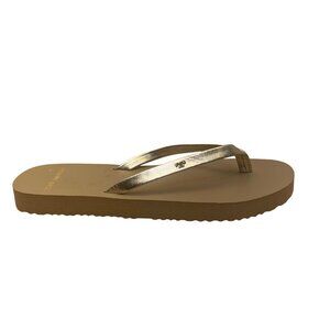 Tory Burch Women’s Gold Flip-Flops Rubber Sole Casual Sandals Size 9